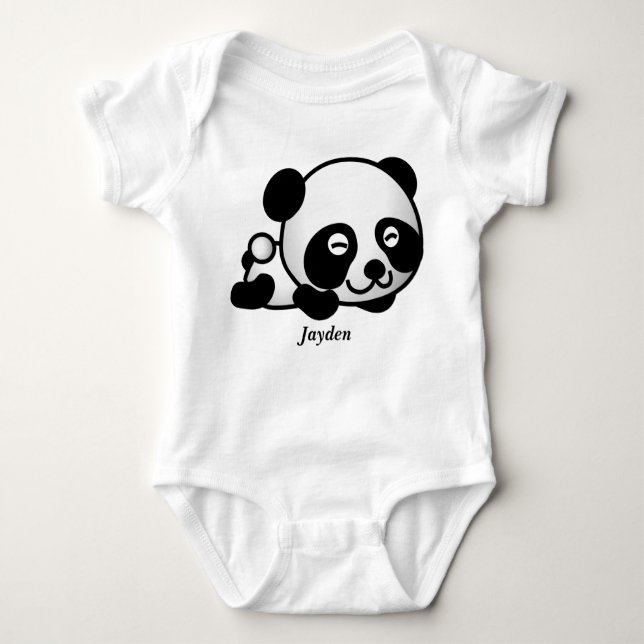 Kid's Cute Baby Panda Bear Baby Bodysuit (Front)