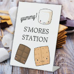 Kids Cute Backyard Birthday Party S'mores Station Pedestal Sign<br><div class="desc">Summer birthday parties for kids is the best! Have a backyard s'mores birthday party and invite as many kids as you'd like. Cute s'mores fixings cartoon characters announces to your guests where the food is. This kawaii sign sits right on the table and makes a simple decoration for your s'mores...</div>