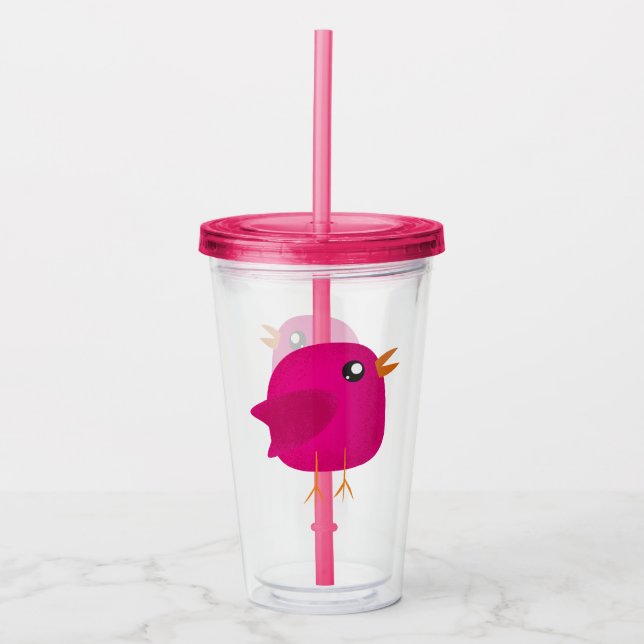 Kids cute birdy  acrylic tumbler (Front)