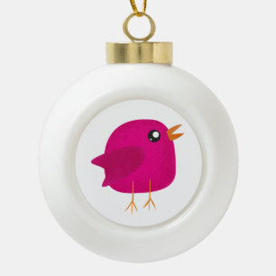Kids cute birdy   ceramic ball christmas ornament