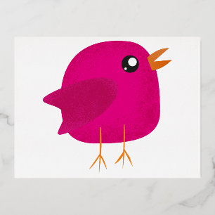 Kids cute birdy  foil holiday postcard
