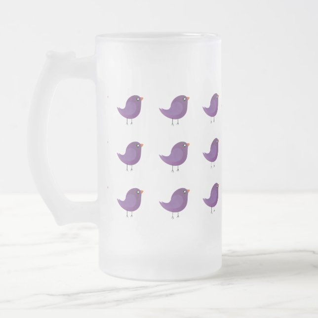 Kids cute birdy  frosted glass beer mug (Left)