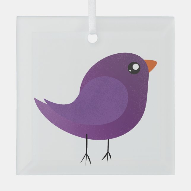 Kids cute birdy  glass tree decoration (Front)