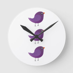 Kids cute birdy round clock