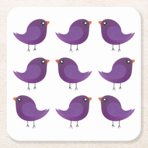 Kids cute birdy  square paper coaster