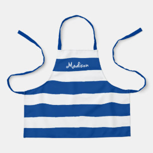 Kids Cute Blue and White Striped Personalised Apron
