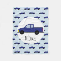 Kids Cute Blue Pickup Truck Cartoon Boys Name