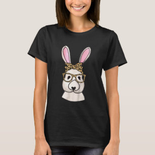Kids Cute Bunny Face With Leopard Plaid Sunglass E T-Shirt