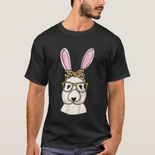 Kids Cute Bunny Face With Leopard Plaid Sunglass E T-Shirt