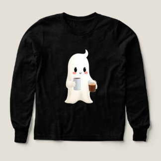 Kids Cute Coffee Ghost Graphic Long Sleeve
