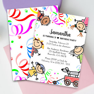 Kids Cute Colourful Birthday Invitation
