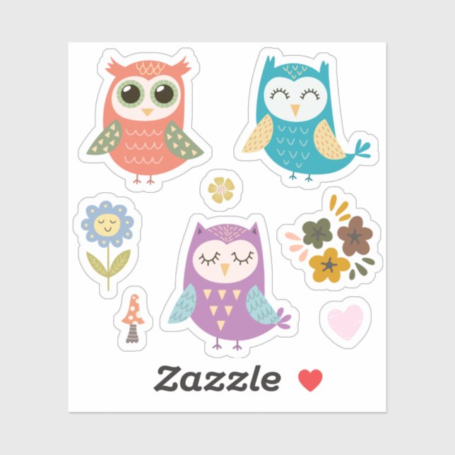 Kids Cute Colourful Owls #2 (Sheet)