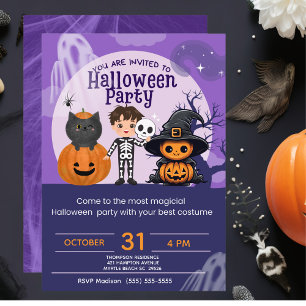 Kids  Cute Costume Halloween Party Invitation