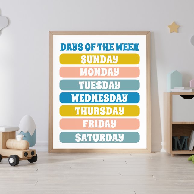 Kids Cute Days Of The Week Learning Nursery Poster (Creator Uploaded)