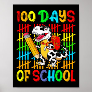 Kids Cute Dinosaur Happy 100th Day Of School Boys  Poster