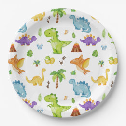 Kids Cute Dinosaur Pattern Paper Plate