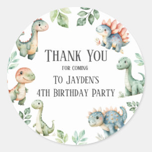 Kids Cute Dinosaur Themed Birthday Party Sticker