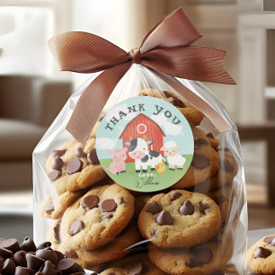Kids Cute Farm Animal Barnyard Birthday Favour Classic Round Sticker