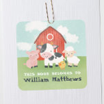 Kids Cute Farm Animal School Library Bookplate Square Sticker<br><div class="desc">Add a charming touch to your child’s books with this adorable farm-themed bookplate sticker! Featuring a watercolor red barn, pig, cow, sheep, and chick, it’s perfect for little animal lovers. Personalise with your toddler’s name to make every book feel extra special. Ideal for classroom libraries, preschool books, or baby shower...</div>