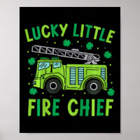 Kids Cute Funny Green Firetruck Kids St Patrick Da