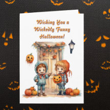 Kids Cute Funny modern photo Halloween cards