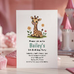 Kids Cute Giraffe Jungle Birthday Party Invitation<br><div class="desc">Celebrate your little girl's 1st birthday with this adorable pastel giraffe birthday party invitation! Perfect kids' birthday parties, this design features a cute giraffe sitting next to flowers as well as adorable yet easy-to-read font — all in soft, girly colours. This invitation says "7th birthday", but you can easily change...</div>
