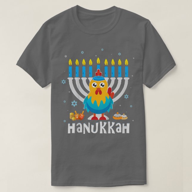 Kids Cute Jewish Chicken Hanukkah Pyjamas for Boys T-Shirt (Design Front)