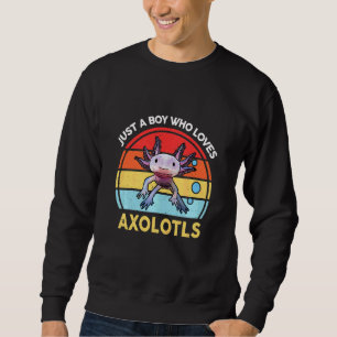 Kids Cute Just A Boy Who Loves Axolotls Salamander Sweatshirt
