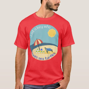 Kids Cute Just A Boy Who Loves Sea Turtles Ocean L T-Shirt