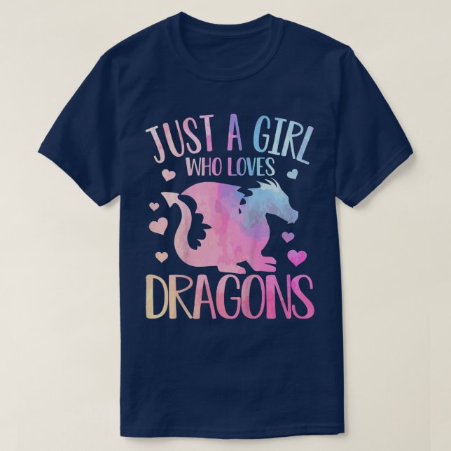 Kids Cute Just A Girl Who Loves Dragons Pastel Tod T-Shirt (Design Front)