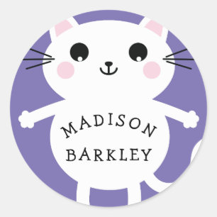 Kids Cute Kitty Cat Name Envelope Seal Stickers