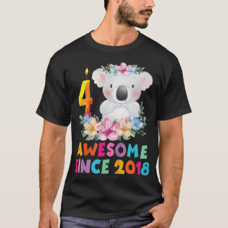 Kids Cute Koala Bear 4 Years Birthday Outfit For B T-Shirt