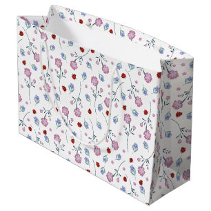 kids Cute Ladybug Polka dot Daisy Flower Pattern Large Gift Bag