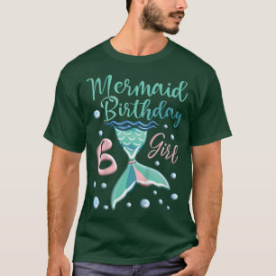 Kids Cute Mermaid 6th Birthday Girl Mermaid  T-Shirt