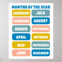Kids Cute Months Of The Year Learning Nursery