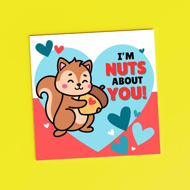 Kids Cute Nuts About You Valentine's Day Holiday Card (Creator Uploaded)
