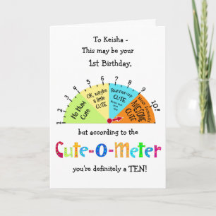 Kids Cute-O-Metre Funny 1st Birthday Greeting Card