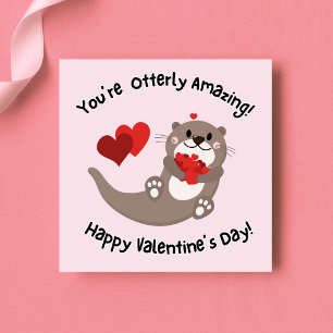 Kids Cute Otterly Amazing Valentine's Day Holiday Card