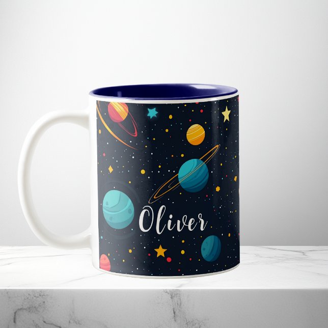 Kids Cute Outer Space Galaxy Planets Name Mug (Creator Uploaded)