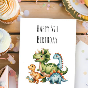 Kids Cute Personalised Dinosaur Birthday  Card