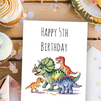 Kids Cute Personalised Dinosaur Birthday  Card