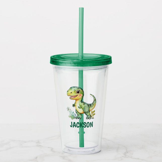 Kids Cute Personalized Dinosaur Tumbler (Front)