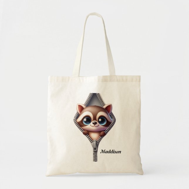 Kids Cute Racoon Tote Bag (Front)