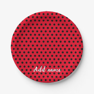 kids Cute Red Ladybug Polka dot party Pattern Paper Plate