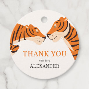 Kid's Cute Safari Tiger Thank You Birthday Favour Tags