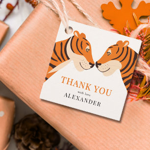 Kid's Cute Safari Tiger Thank You Birthday Favour Tags