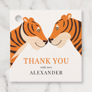 Kid's Cute Safari Tiger Thank You Birthday Favour Tags