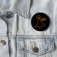 Kids Cute Scary Boo Halloween Ghost Black Round