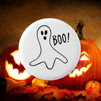 Kids Cute Scary Halloween Boo Ghost White Round
