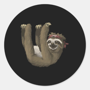 Kids Cute Sloth   Retro Sloths Tee Classic Round Sticker